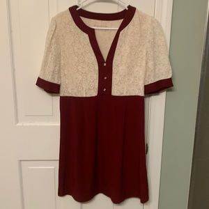 Miss Patina Burgundy and Cream Lace Dress